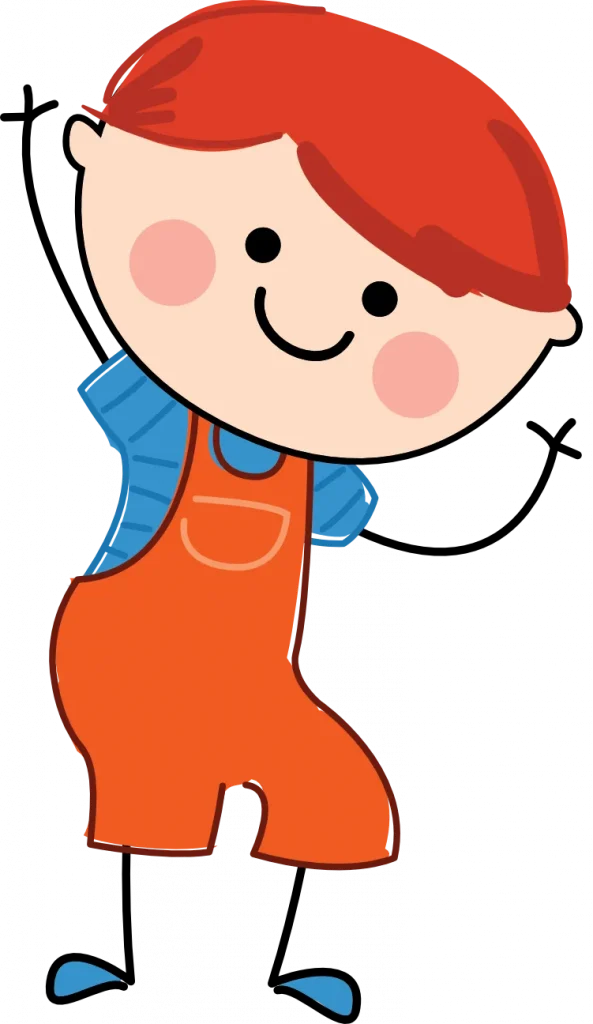 Boy Dancing Orange Dungarees
