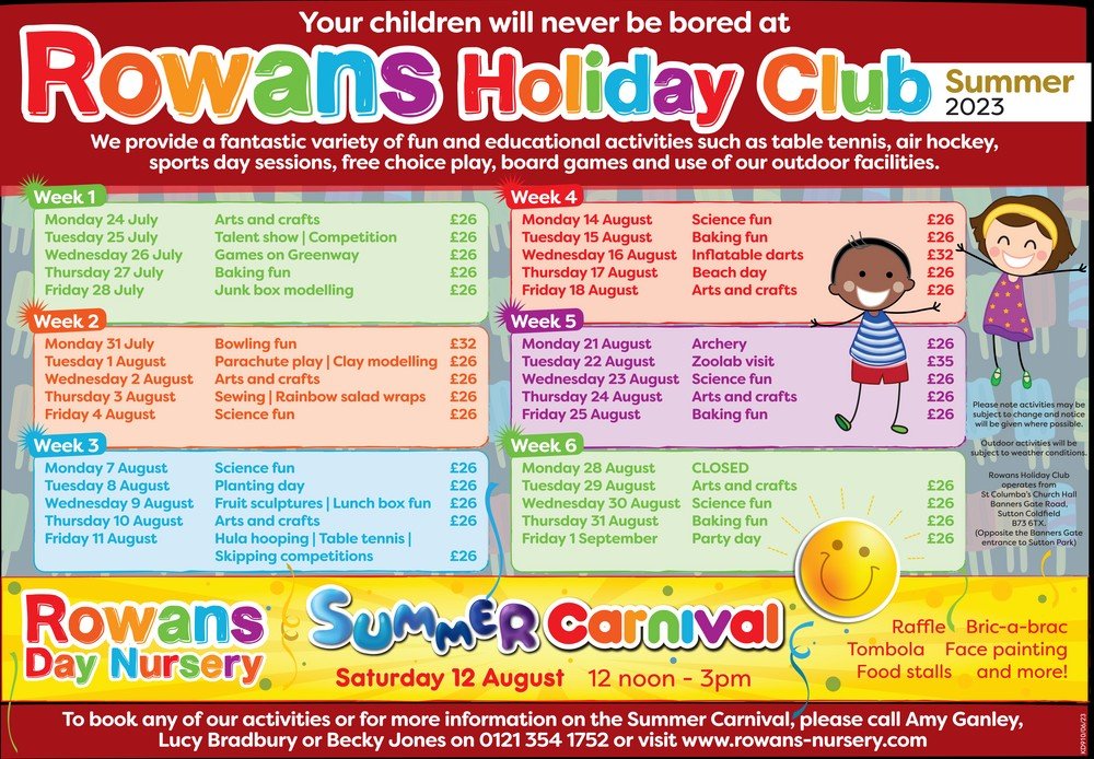 Rowans Day Nurserys Holiday Club A Summer of Fun and Learning