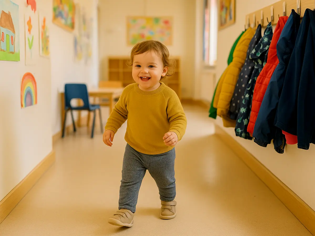September nursery places at Rowans Nursery – a toddler arrives ready for a joyful start to the new term