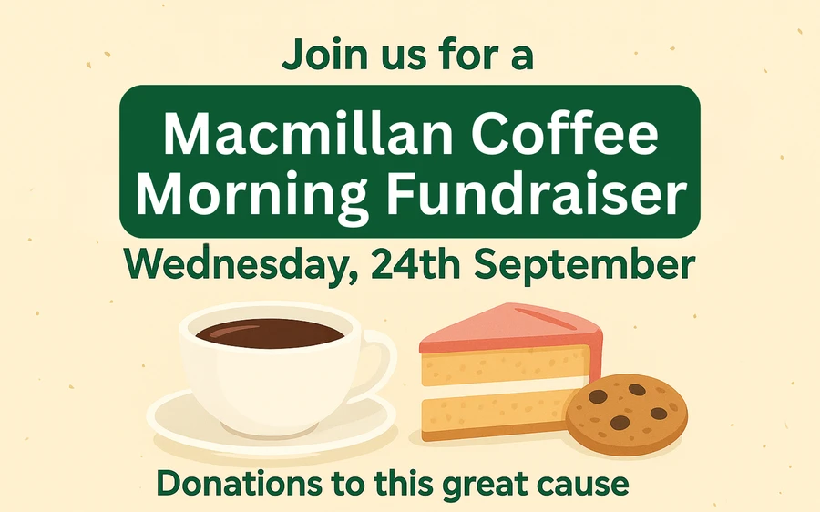 Macmillan Coffee Morning Sutton Coldfield: Rowans Nursery September 24 2025