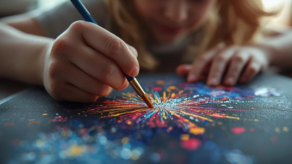 Bonfire-themed activities at Rowans Nursery, Sutton Coldfield 2 Bonfire-themed activities at Rowans Nursery, Sutton Coldfield — children’s colourful firework paintings on display.